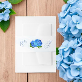 Blaue Hortensien-Blumenhochzeit Einladungsbanderole
