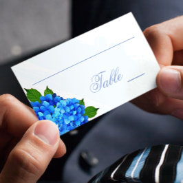 Blaue Hortensien-Blumenhochzeit Platzkarte