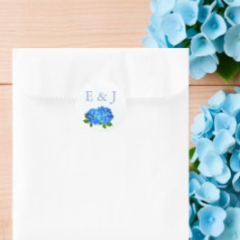 Blaue Hortensien-Blumenhochzeit Runder Aufkleber