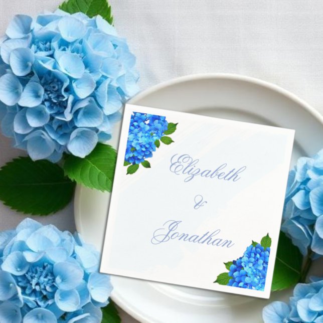 Blaue Hortensien-Blumenhochzeit Serviette (Von Creator hochgeladen)