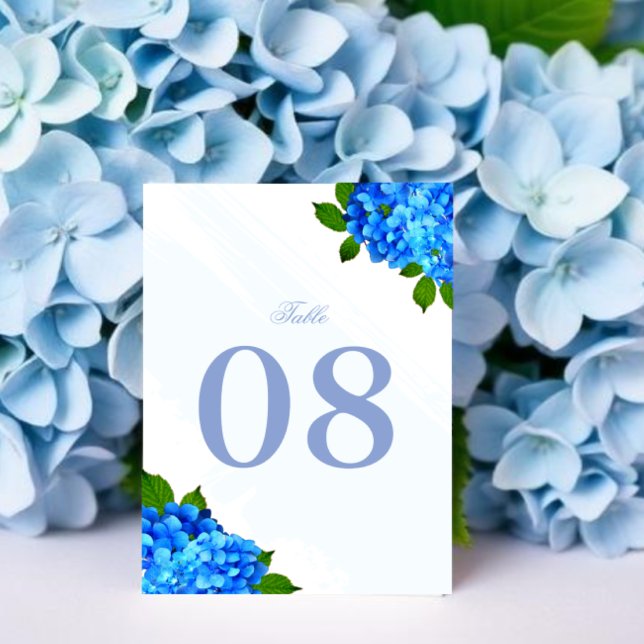 Blaue Hortensien-Blumenhochzeit Tischnummer (Von Creator hochgeladen)