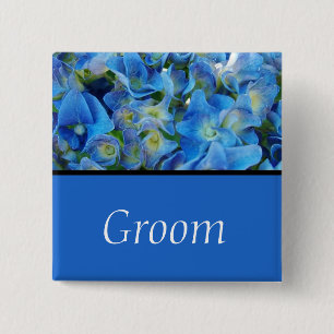 blaue Hortensien-Blumenknopf Button