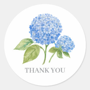 Blaue Hortensien-Blumenmalerei Danke Runder Aufkleber