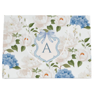 Blaue Hortensien Blumenmonogramm Große Geschenktüte
