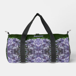 Blaue Hortensien-Blütenblätter Muster Personalisie Duffle Bag