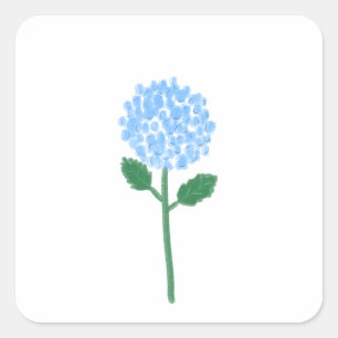 Blaue Hortensien Botanik-Geschenk Quadratischer Aufkleber