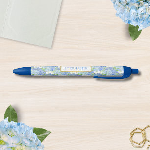 Blaue Hortensien Botanischer personalisierter Name Kugelschreiber