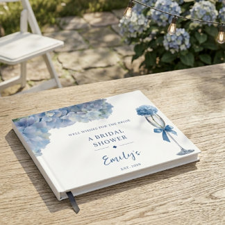 Blaue Hortensien Brautparty Gästebuch Erinnerungss
