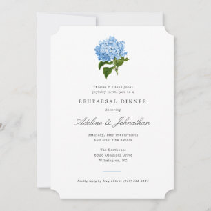 Blaue Hortensien Elegante Probe-Dinnerparty Einladung