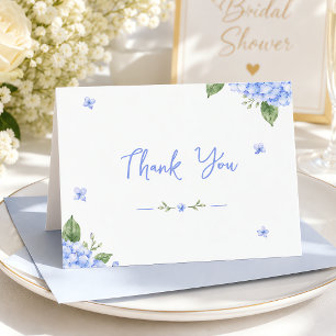 Blaue Hortensien Elegante Wasserfarben Floral Dankeskarte