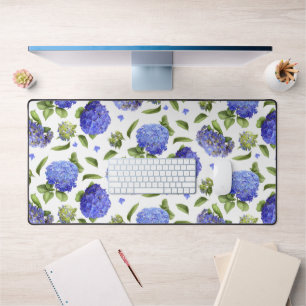 Blaue Hortensien Florale Botanische Kunst Muster Schreibtischunterlage