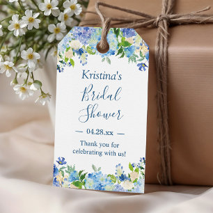 Blaue Hortensien Florale Bridal Shower Dankeschön Geschenkanhänger