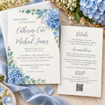 Blaue Hortensien Florale Budget-Hochzeit