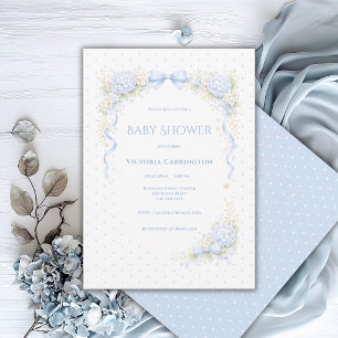Blaue Hortensien Florale Vintage Baby Shower Einladung