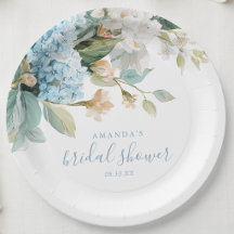 Blaue Hortensien Florale Wasserfarbe Brautparty