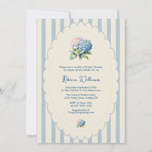 Blaue Hortensien französische Landhochzeit Brause  Einladung
