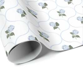 Blaue Hortensien-Garten-Blumen-Rankgitter Geschenkpapier
