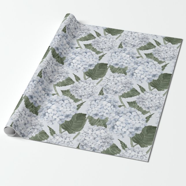 Blaue Hortensien-Gartenblumen  Geschenkpapier (Ungerollt)