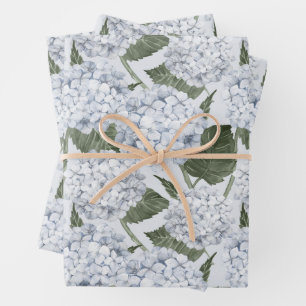 Blaue Hortensien-Gartenblumen  Geschenkpapier Set