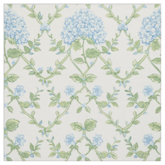 Blaue Hortensien-Gitter-Blumenmuster Stoff