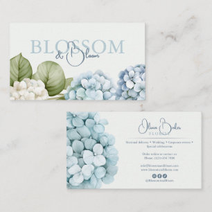 Blaue Hortensien Handschrift Floral Visitenkarte