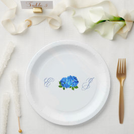 Blaue Hortensien Hochzeit Blumen Pappteller
