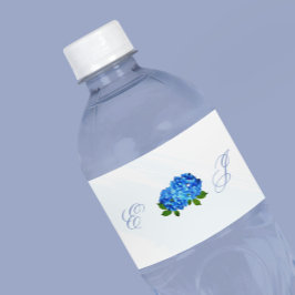 Blaue Hortensien Hochzeit Blumen Wasserflaschenetikett