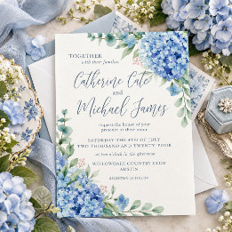 Blaue Hortensien Hochzeit Einladung