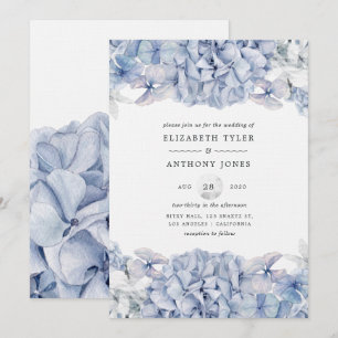 Blaue Hortensien Hochzeit Einladung