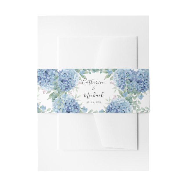 Blaue Hortensien Hochzeit  Einladungsbanderole (Vorderseite Beispiel)
