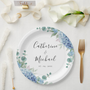 Blaue Hortensien Hochzeit  Pappteller