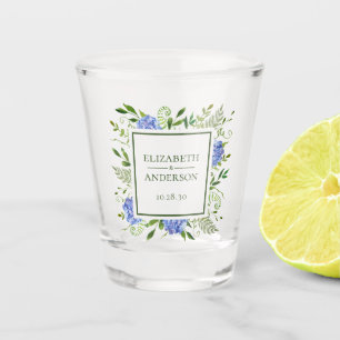 Blaue Hortensien-Hochzeit Schnapsglas