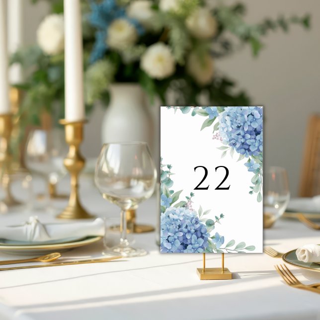 Blaue Hortensien Hochzeit  Tischnummer (Von Creator hochgeladen)