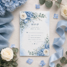 Blaue Hortensien-Hochzeits-Antwortkarte RSVP Karte