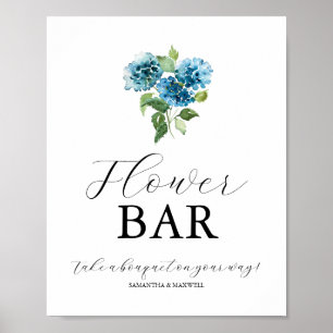 Blaue Hortensien Hochzeitsblumen Bar Schilder