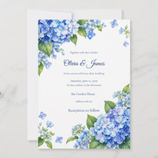 Blaue Hortensien-Hochzeitseinladung Einladung