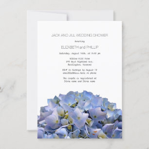 Blaue Hortensien-Jack-und-Jill-Brautpaar- Brause S Einladung