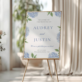 Blaue Hortensien-Klassische Umrandung, XL Hochzeit Poster