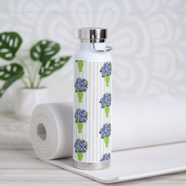 Blaue Hortensien-Küstenblumen in grüner Vase Trinkflasche