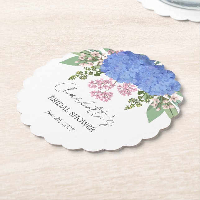 Blaue Hortensien Moderne Florale Brautparty Untersetzer (angewinkelt)