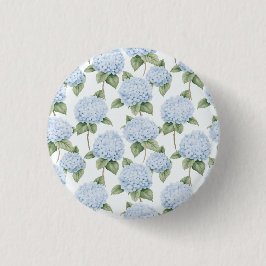 Blaue Hortensien-Muster Wasserfarbe-Floral-Botanik Button