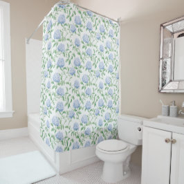 Blaue Hortensien-Muster-Wasserfarbe-Floral-Botanik Duschvorhang