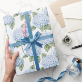 Blaue Hortensien-Muster Wasserfarbe-Floral-Botanik Geschenkpapier