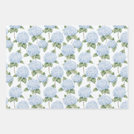 Blaue Hortensien-Muster Wasserfarbe-Floral-Botanik Geschenkpapier Set