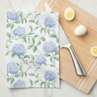 Blaue Hortensien-Muster Wasserfarbe-Floral-Botanik Geschirrtuch