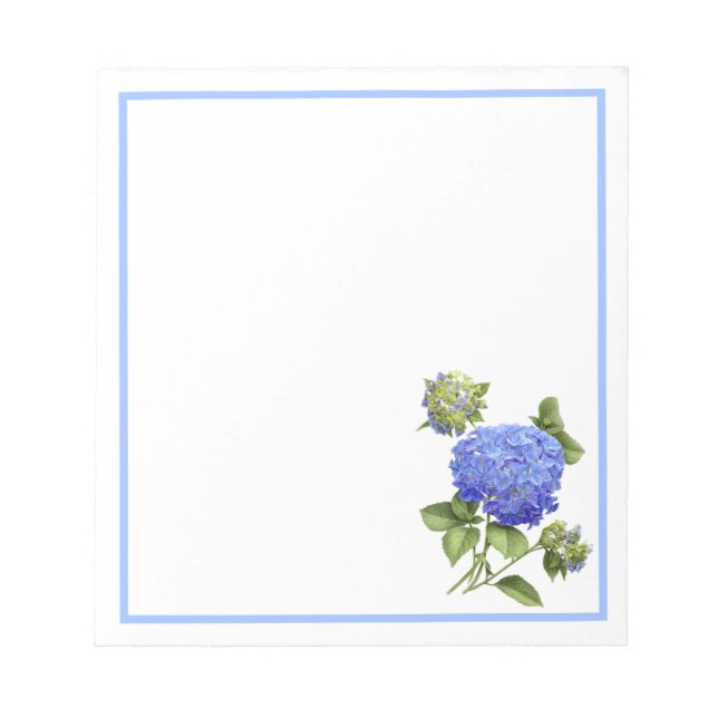 Blaue Hortensien Notizblock (Vorderseite)