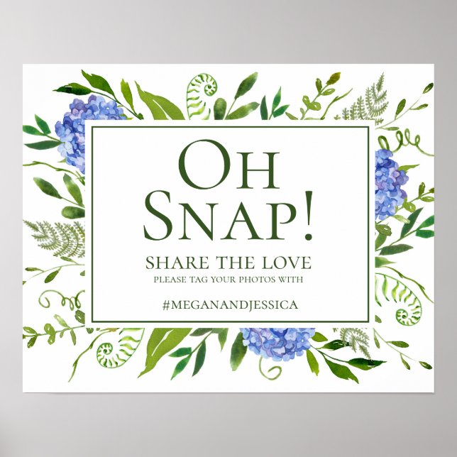Blaue Hortensien Oh Snap Poster (Vorne)
