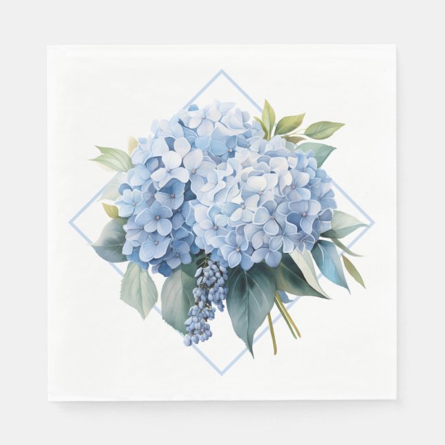 Blaue Hortensien-Papier-Servietten Serviette (Vorderseite)