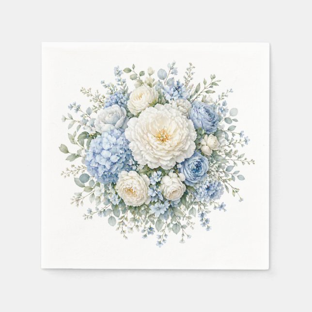 Blaue Hortensien-Papier-Servietten Serviette (Vorderseite)