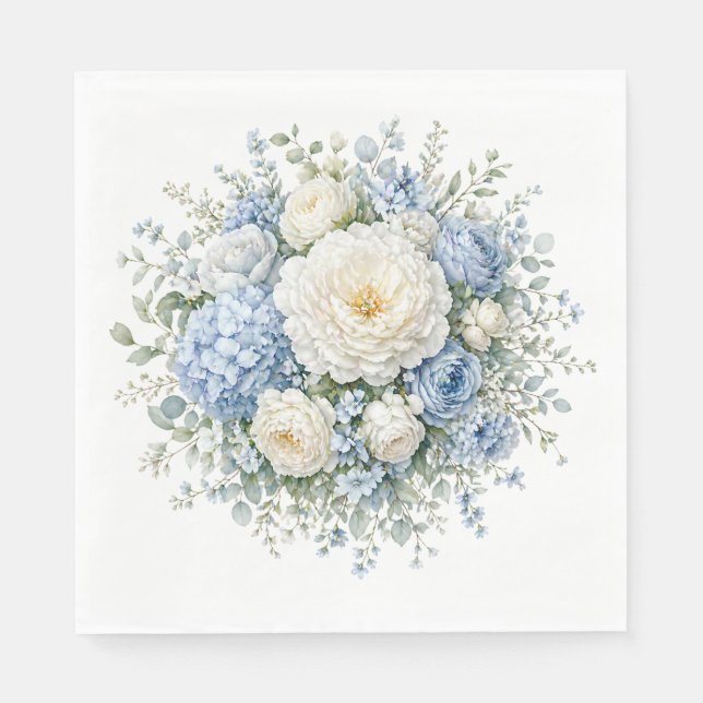 Blaue Hortensien-Papier-Servietten Serviette (Vorderseite)